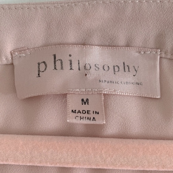 Philosophy Sheer Pink/Mauve, Cap Sleeve, V-Neck Blouse. High/Low. Size Medium - Picture 6 of 11